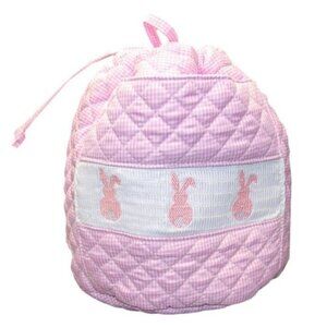 MSC Smocked Pink Bunny Rabbit Ditty Bag Easter gingham toiletry bag waterproof t